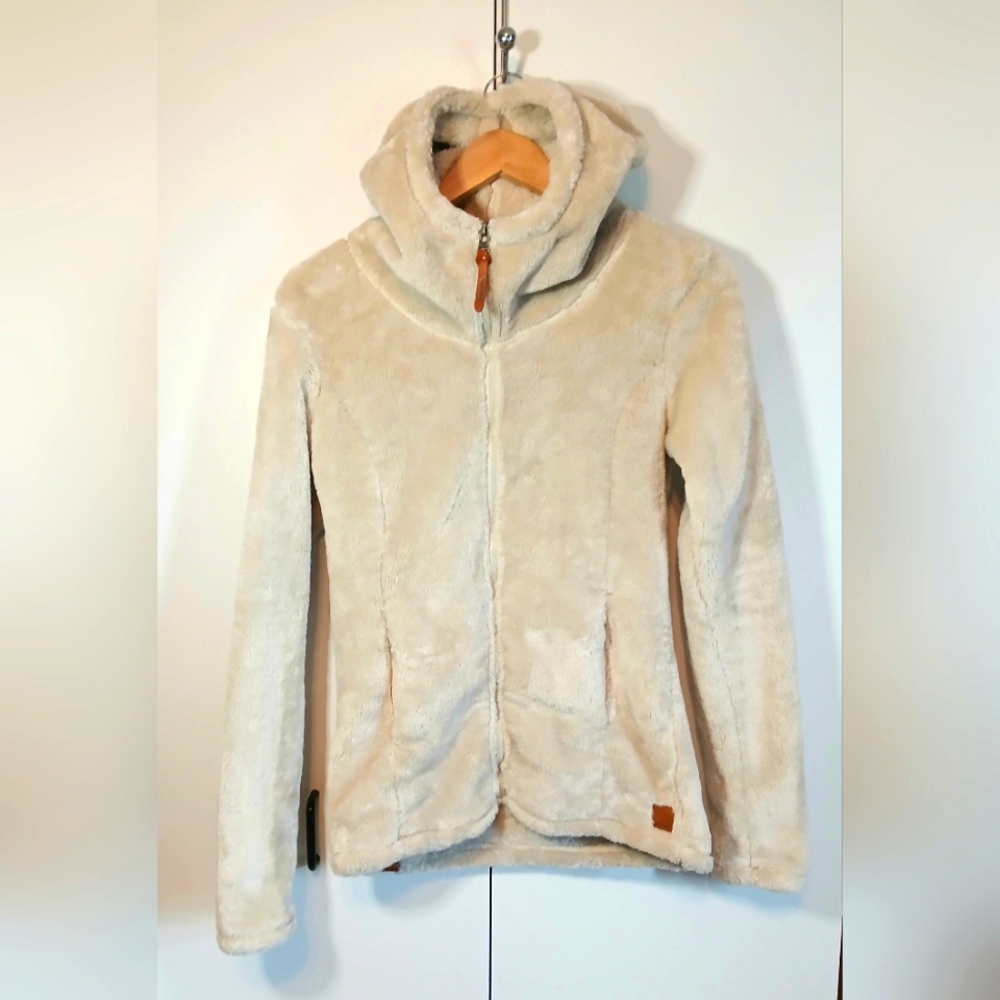 Bench Women’s Fluffy Fleece Zip-Up Jacket – Beige – Size Small